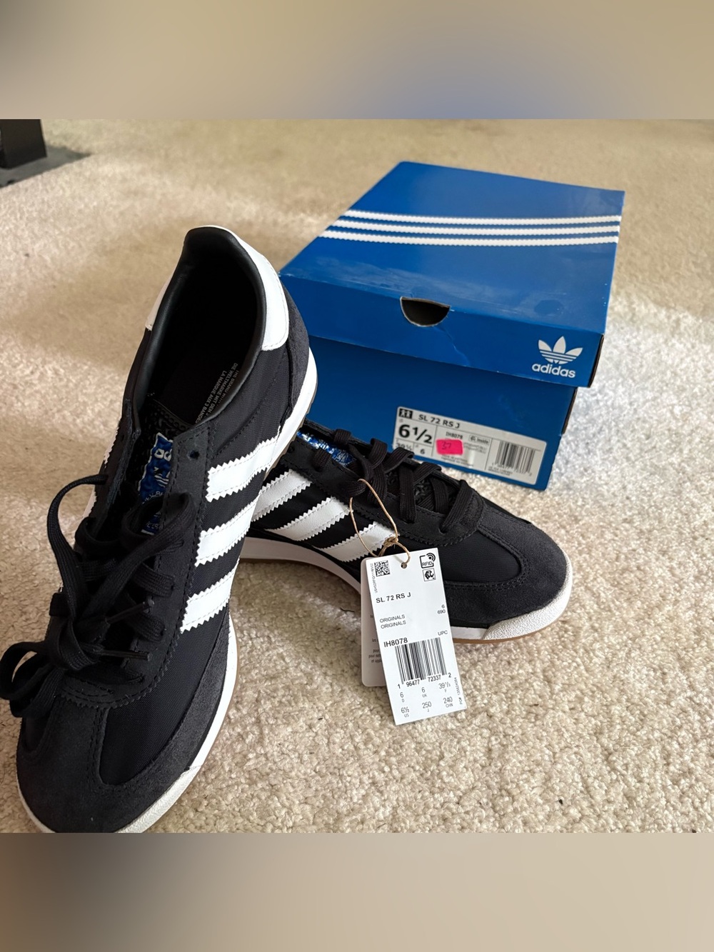 adidas Originals Men’s SL 72 RS Sneakers in Black and White - Picture 4 of 5